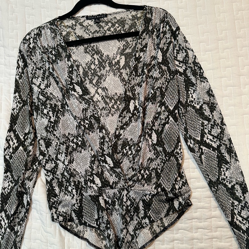 Snakeskin Print Long Sleeve Top